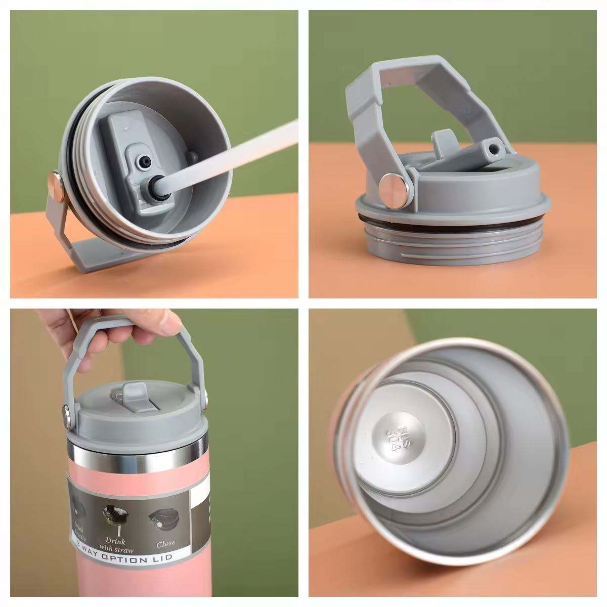 20/30oz Beer Tumbler With Handle Straw Lid Coffee Mug Stainless Steel Insulated Thermo Leakproof Car Travel Sport Bottle