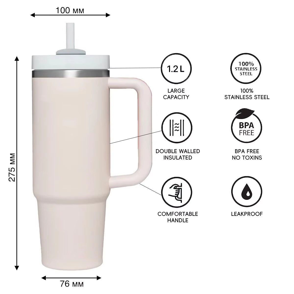 Custom 40 oz Adventure Stainless Steel Double Wall Vacuum Metal Cup Thermal Travel Coffee Mug 40oz Tumbler With Handle and Straw