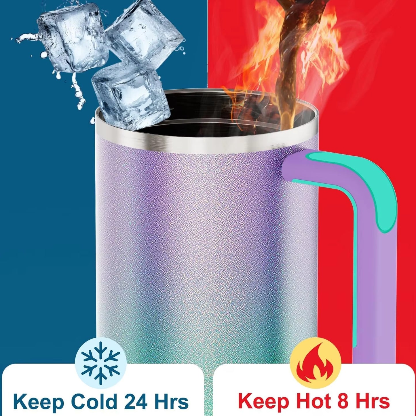 Custom 40 oz Adventure Stainless Steel Double Wall Vacuum Metal Cup Thermal Travel Coffee Mug 40oz Tumbler With Handle and Straw