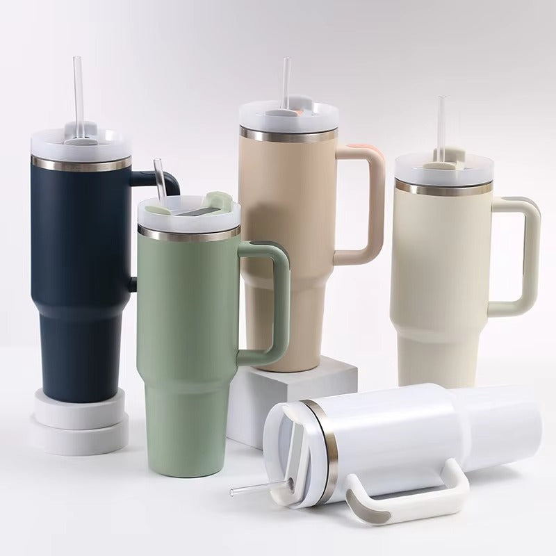 Custom 40 oz Adventure Stainless Steel Double Wall Vacuum Metal Cup Thermal Travel Coffee Mug 40oz Tumbler With Handle and Straw