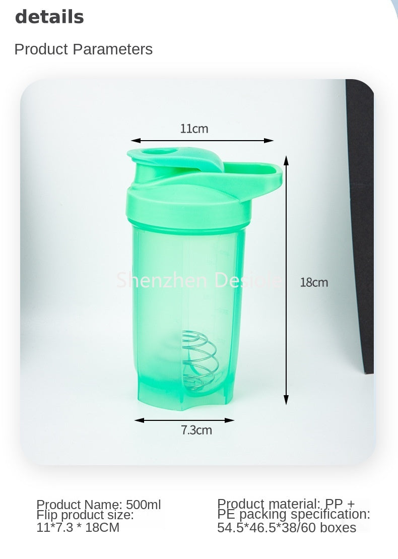 500ml Sports Fitness Water Bottle Gym Protein Powder Plastic Shaker Cup Convenient Portable Milkshake Cup Shaker Cup Customized