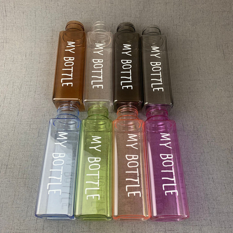 New Square Frosted Plastic Water Portable Transparent Fruit Juice Outdoor Sport Travel Camping Bottle