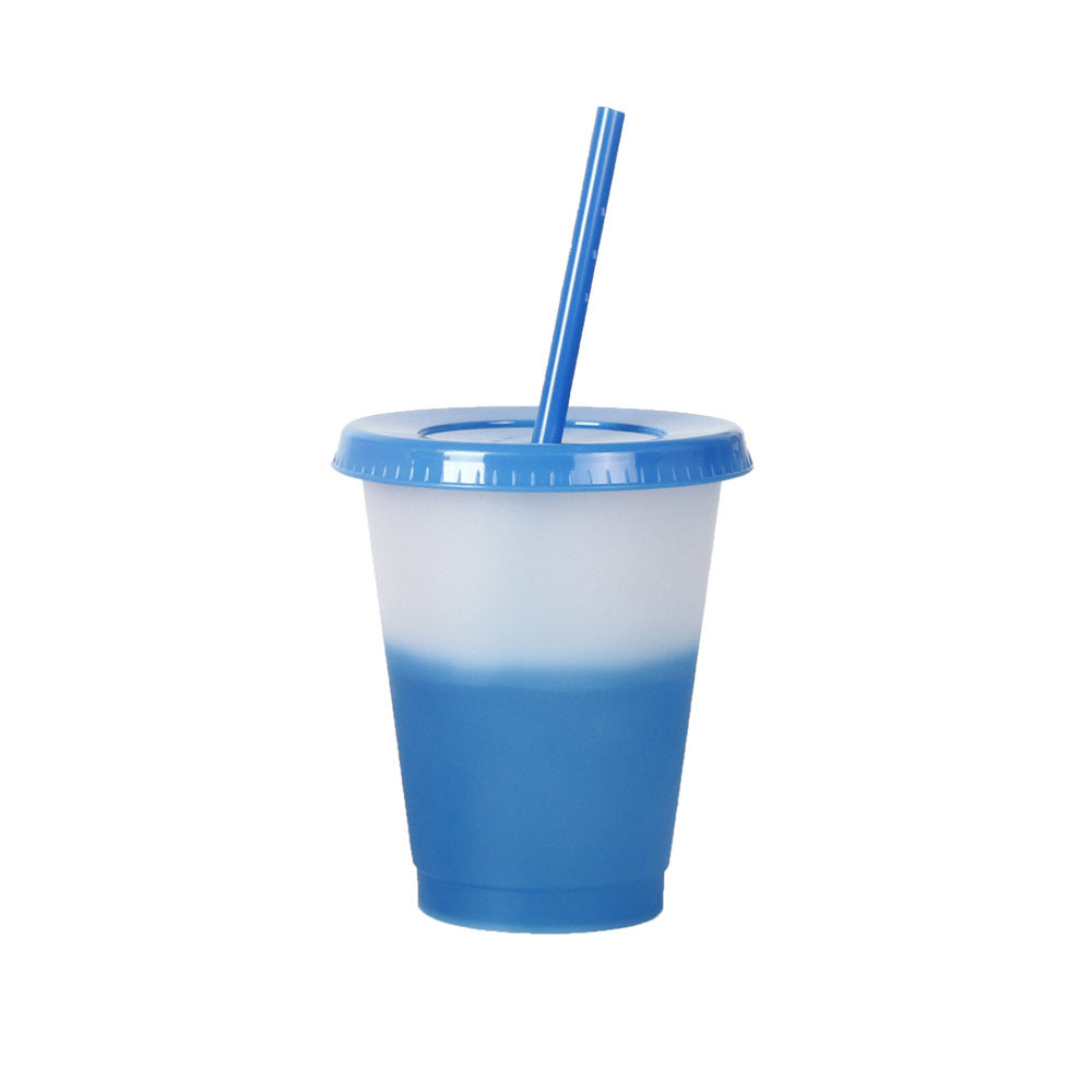 Wholesale 24oz Sustainable Plastic Straw Cup Hot Cold Temperature Sensitive Color Changing Cup with Lid and Straw