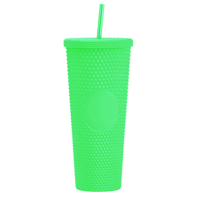 Custom Logo Double Wall Reusable Studded Tumbler Plastic Cold Drinks Cups With Lid And Straw Custom Gift Coffee Tumbler