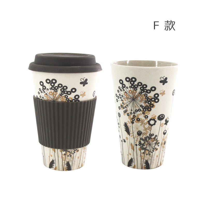 Customize Logo Bamboo Fiber Tumbler Takeaway Coffee To Go Mug Travel Mug Reusable Coffee Cup with Silicon Lid