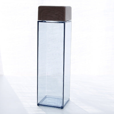 Hot Selling 500ML promotion gift square lid plastic water bottle, bamboo lid water bottle