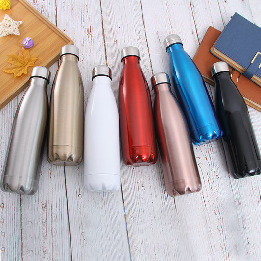 Free Custom Logo Name Double-Wall Insulated Vacuum Flask Stainless Steel Water Bottle BPA Free Thermos for Sport Water Bottles