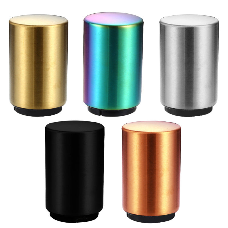 hot selling automatic push down metal custom magnetic bottle beer opener stainless round beer bottle opener with magnet