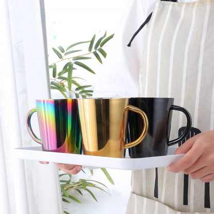 350ml Stainless Steel Beer Mug Metal Coffee Cup Anti-scalding Handle Tea Cup Milk Cup Portable Golden Travel Adult Water