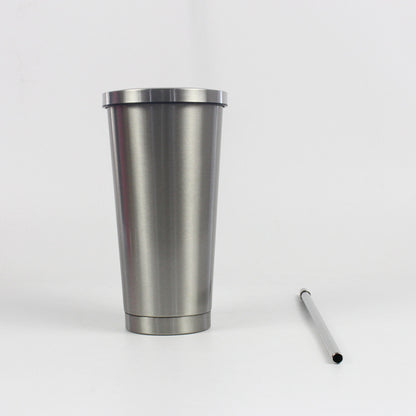 Custom double wall travel coffee water reusable drinking insulated stainless steel vacuum tumbler mug cup with metal straw