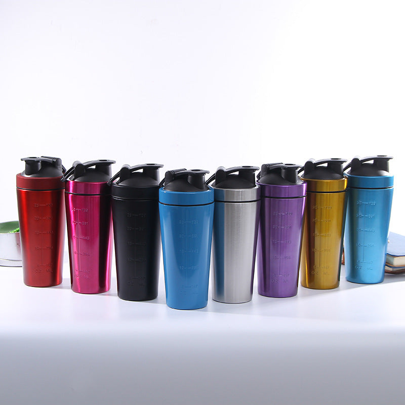 Custom Logo Sport Insulated Protein Shaker Water Cup Single Walled Stainless Steel Shaker Bottle