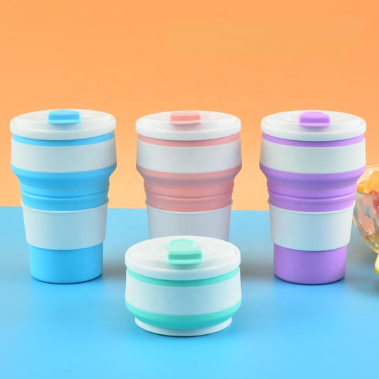 350ml Folding Cup Portable Travel Water Cup Silicone Travel Coffee Tea Mug Outdoor Camping Cup Retractable Collapsible Drinkware