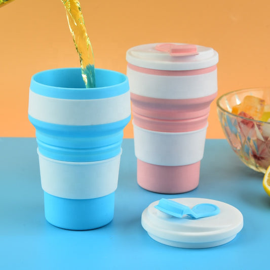 350ml Folding Cup Portable Travel Water Cup Silicone Travel Coffee Tea Mug Outdoor Camping Cup Retractable Collapsible Drinkware