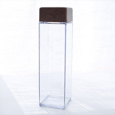 Hot Selling 500ML promotion gift square lid plastic water bottle, bamboo lid water bottle