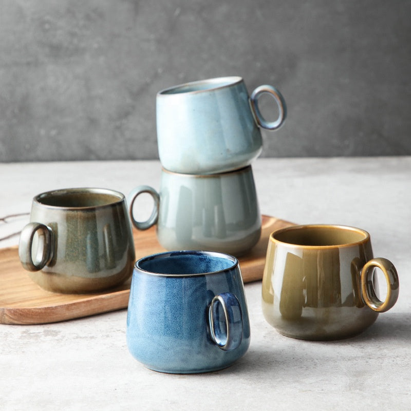 Tasse à café en céramique japonais rétro créatif tasse à eau en céramique nordique luxueux tasse à thé mat porcelaine service à thé Cuisine Drinkware