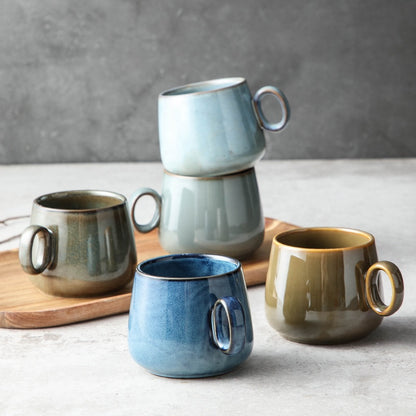 Tasse à café en céramique japonais rétro créatif tasse à eau en céramique nordique luxueux tasse à thé mat porcelaine service à thé Cuisine Drinkware