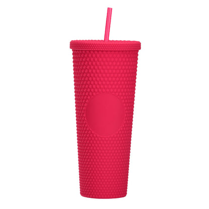 Custom Logo Double Wall Reusable Studded Tumbler Plastic Cold Drinks Cups With Lid And Straw Custom Gift Coffee Tumbler