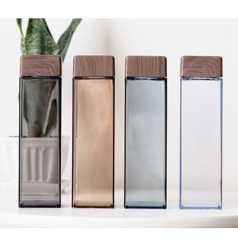 Hot Selling 500ML promotion gift square lid plastic water bottle, bamboo lid water bottle