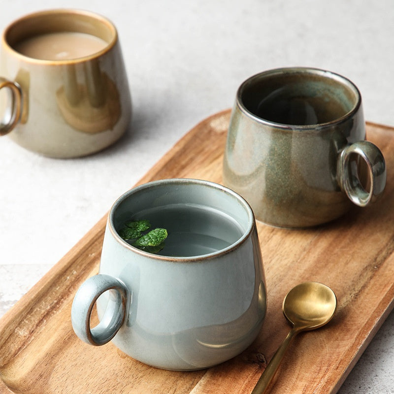 Tasse à café en céramique japonais rétro créatif tasse à eau en céramique nordique luxueux tasse à thé mat porcelaine service à thé Cuisine Drinkware