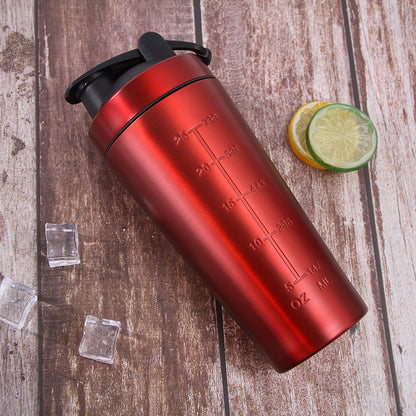 Custom Logo Sport Insulated Protein Shaker Water Cup Single Walled Stainless Steel Shaker Bottle