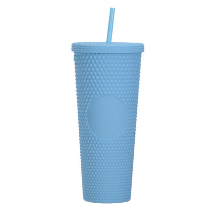 Custom Logo Double Wall Reusable Studded Tumbler Plastic Cold Drinks Cups With Lid And Straw Custom Gift Coffee Tumbler