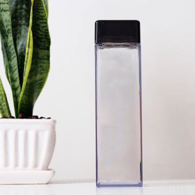 Hot Selling 500ML promotion gift square lid plastic water bottle, bamboo lid water bottle