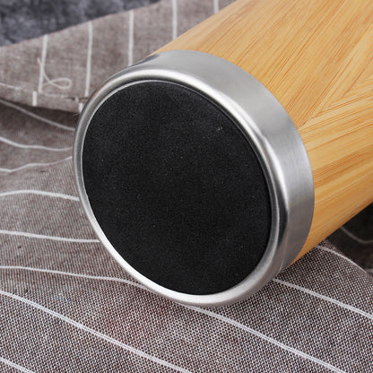 High Quality 350/450ml Stainless Steel and Bamboo Travel Mug Coffee Tea Cup with Lid