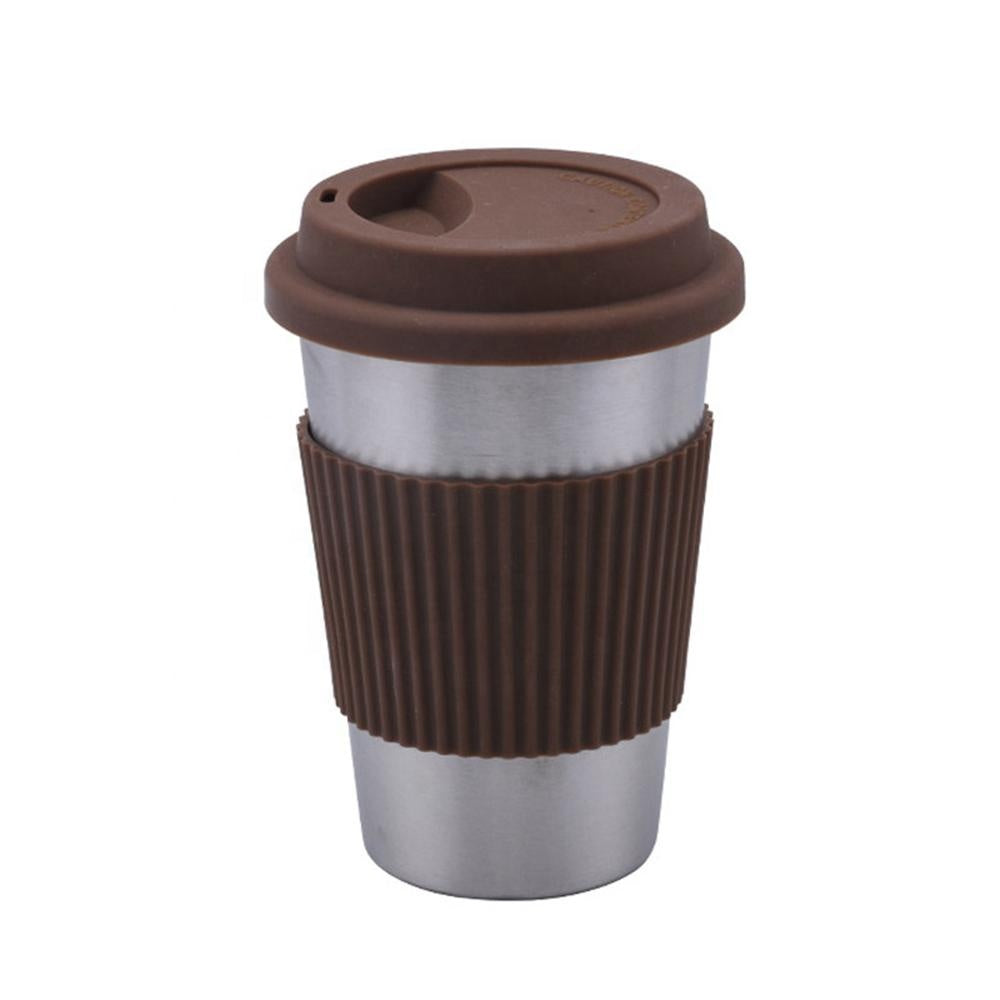 Coffee Mugs Thickened Stainless Steel Coffee Mugs Tea Cups Big Travel Camping Mug Coffee Cup With Cup Sleeve Lid Straw 500ml