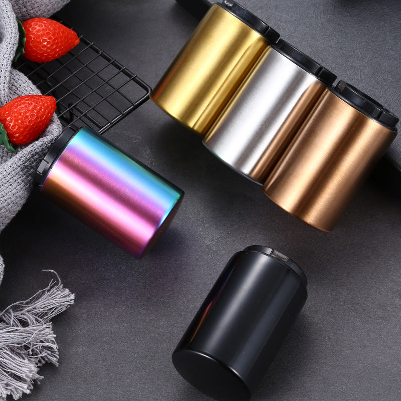 hot selling automatic push down metal custom magnetic bottle beer opener stainless round beer bottle opener with magnet