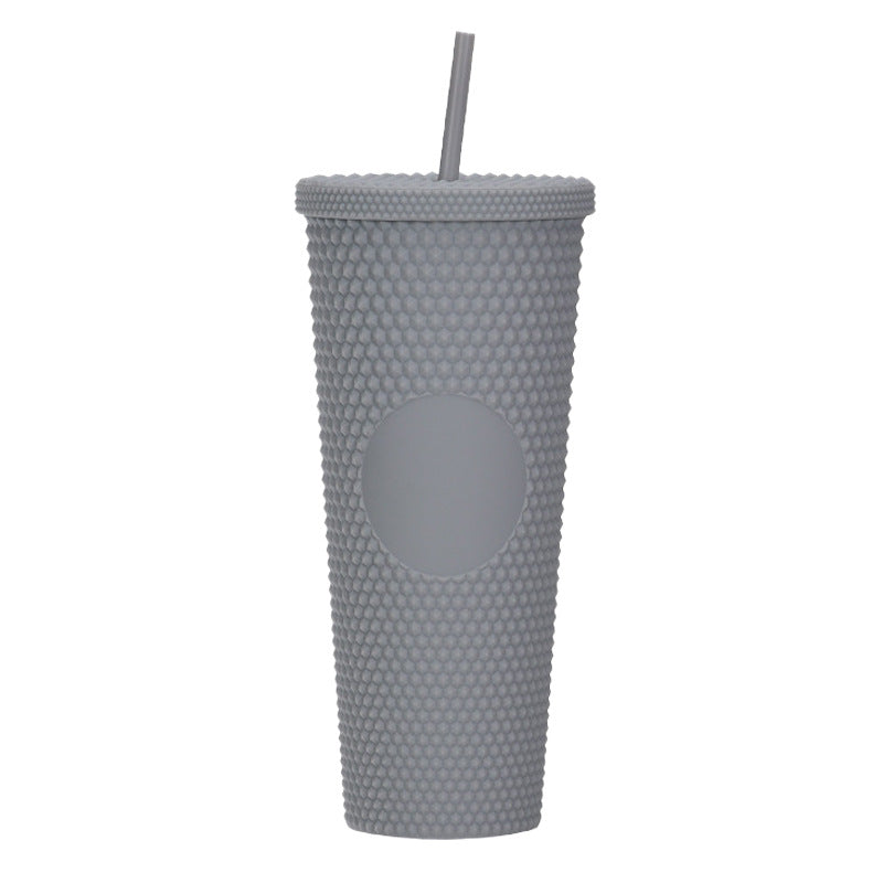 Custom Logo Double Wall Reusable Studded Tumbler Plastic Cold Drinks Cups With Lid And Straw Custom Gift Coffee Tumbler