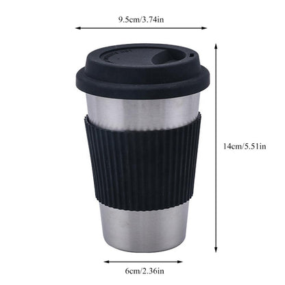 Coffee Mugs Thickened Stainless Steel Coffee Mugs Tea Cups Big Travel Camping Mug Coffee Cup With Cup Sleeve Lid Straw 500ml