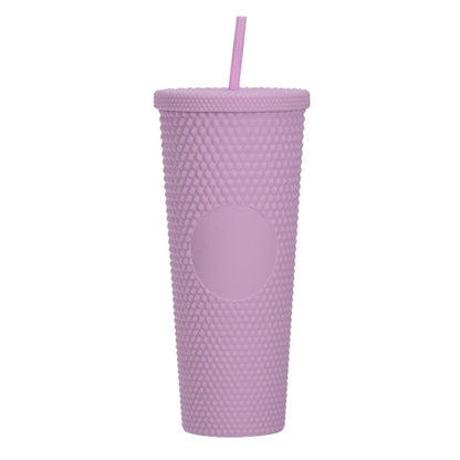 Custom Logo Double Wall Reusable Studded Tumbler Plastic Cold Drinks Cups With Lid And Straw Custom Gift Coffee Tumbler